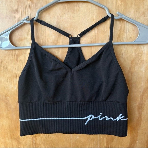PINK Victoria's Secret Tops - Pink Activewear Black Racerback Ribbed black crop tank